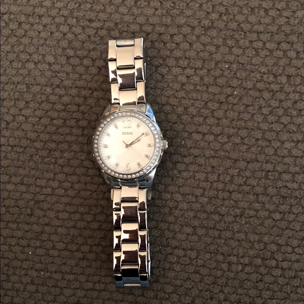 Guess Silver-Tone Watch with Crystal Details